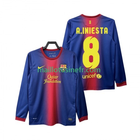 Maillot de Foot FC Barcelone A INIESTA 8 2012 2013 Domicile Retro Manches Longues